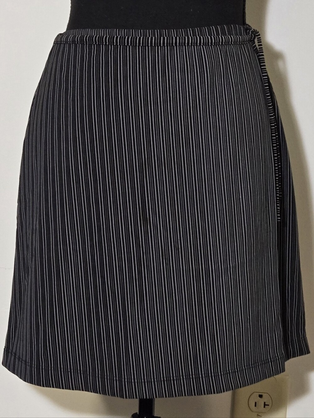 Moa Moa Black and White Pinstripe Midi Skirt